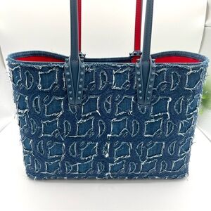 New Christian Louboutin Cabata medium Tote in CL Embroidered Denim❤️